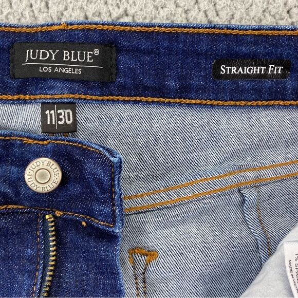 Judy Blue Women's Straight Fit Raw Frayed Hem High Rise Jeans | Size: 11/30 - Picture 11 of 13